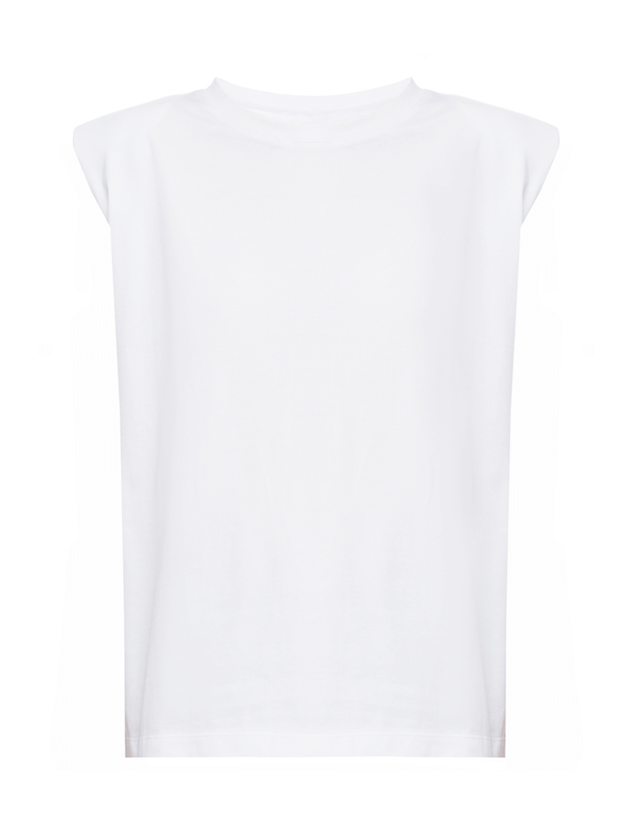 White T-shirt with shoulder pads